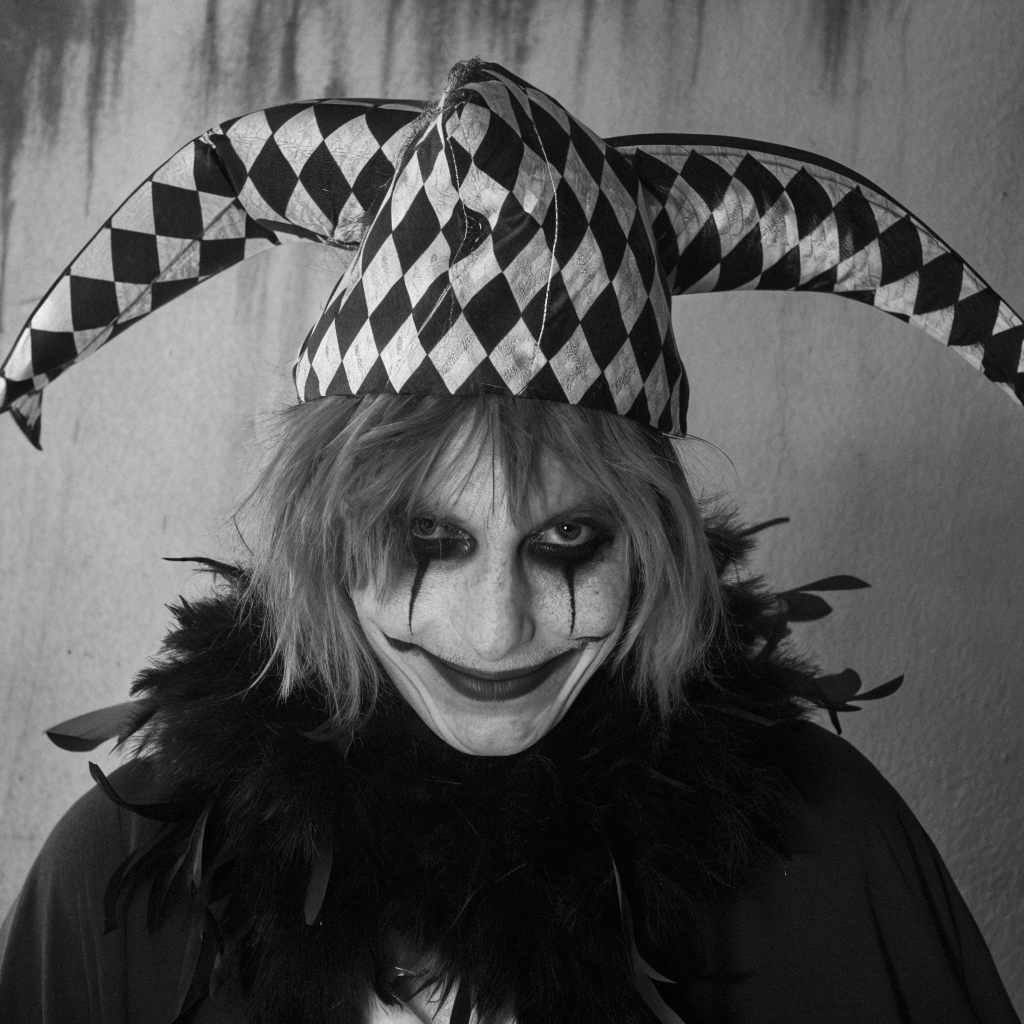 The Harlequin’s Grin | weird pfp dark aesthetic