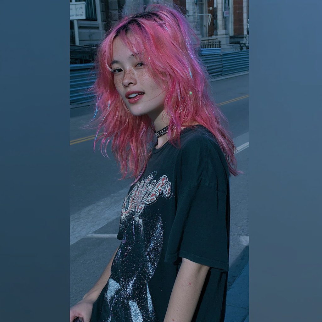 Sparkly Pink Hair With Glitter Highlights | Pink Hair Girl PFPs